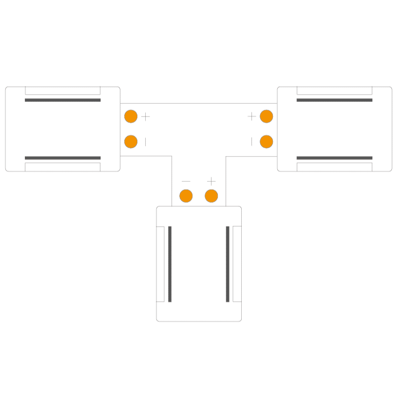 Conector T tiras 8mm COB - Lámparas Ibelan Conector T tiras 8mm COB