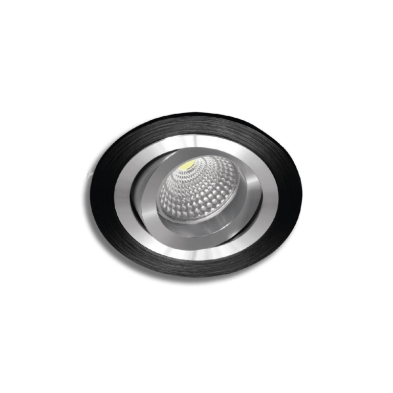 Ojo De Buey Orientable Empotrable Negro y Cromo 9cm