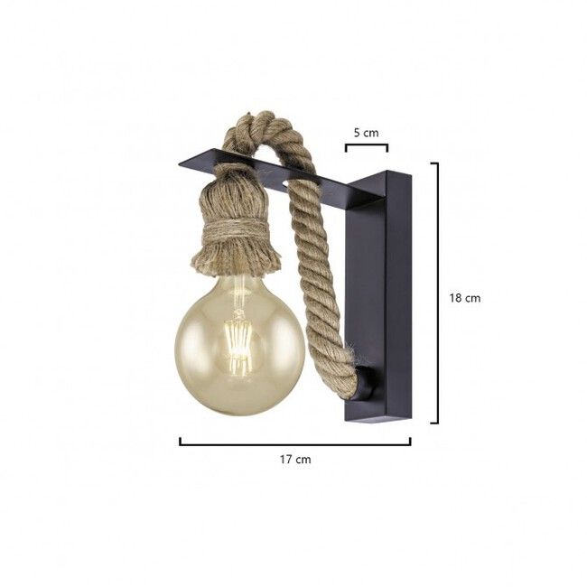Aplique de pared Rope Negro - Lámparas Ibelan Aplique de pared Rope Negro - Imagen 3
