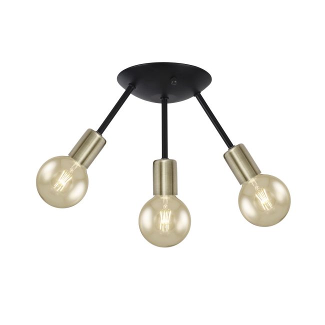 Plafón 3L Tripoli Negro-Cuero 3 X 60W E-27